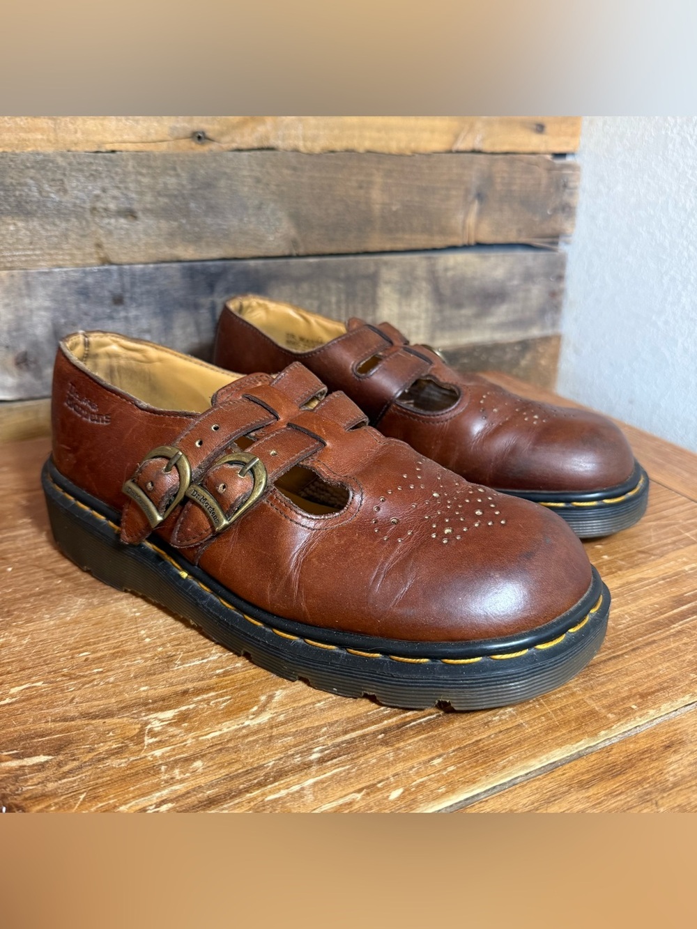 Vintage Dr. Martens 8065 Mary Jane Shoes Brown Made in England Women’s UK 6 US 8